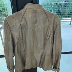100% Genuine Leather gold motto jacket